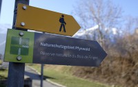 Panneau vert du Parc naturel régional valaisan Pfyn-Finges - Parc de Finges - Suisse